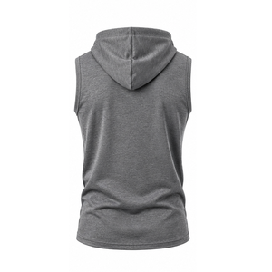 Sweat à capuche sans manches personnalisé pour homme en molleton de coton, coupe classique, pour l'entraînement, vêtement de sport brodé, fabriqué sur mesure - Product Image 4