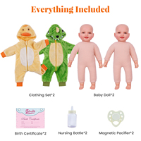 Poupées réalistes jumelles Babeside Mia de 17 pouces, bébés souriants, corps en vinyle et tissu, ensemble de jouets en peluche douce, OEM ODM en gros
