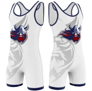 Maillot de lutte ajusté unisexe pour adulte, 100 % polyester épais, avec logo frontal, idéal pour l'entraînement d'équipe - Product Image 5