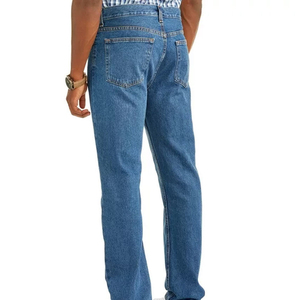 Fabricant sur mesure de jeans en denim à jambe droite pour hommes, bleu vintage, coton délavé, pantalon décontracté tendance - Product Image 3