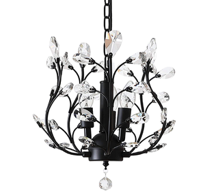 Lámpara de techo vintage con brazos decorados con hojas doradas en relieve, con cristales grabados y gotas de cristal, a precio de mayorista. - Product Image 6