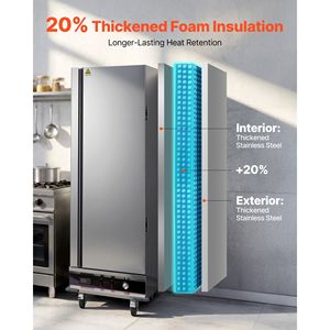 Armoire chauffante électrique commerciale à 16 niveaux, porte simple, en acier inoxydable, avec bac à eau et étagères réglables - Product Image 5
