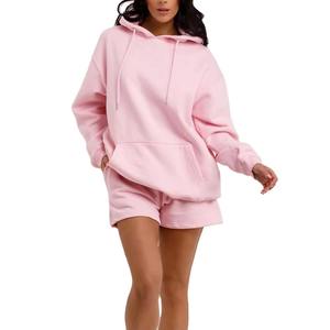 Nouveautés 2026 : Ensemble 3 pièces tendance pour femme, sweat à capuche et short en molleton délavé, respirant, séchage rapide, logo personnalisé - Product Image 1