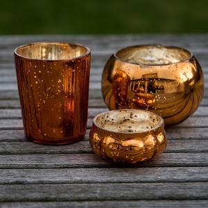 เชิงเทียนแก้วเมอร์คิวรีดีไซน์ฟักทองแบบโบราณสไตล์ใหม่ทันสมัยที่วางเทียนชาทำจากโลหะสำหรับวางบนโต๊ะในบ้านเทียนคริสตัล - Product Image 3