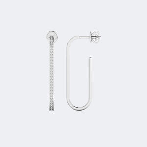 Boucles d'oreilles pendantes en arc allongé serties de pierres rondes de 0,30 CTW - Product Image 2