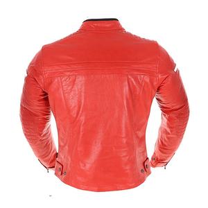 Veste de moto en cuir véritable faite à la main de haute qualité pour hommes dames couleur rouge pleine sécurité équipe de course taille XL - Product Image 2
