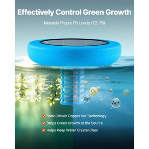 เครื่องฟอกน้ำอัตโนมัติพลังงานแสงอาทิตย์แบบลอยน้ำ ทรงกลม ทองแดง 45000 แกลลอน ปราศจากคลอรีน พร้อมอุปกรณ์ทำความสะอาด - Product Image 3