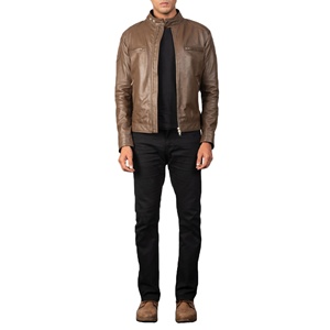 Veste en cuir décontractée, cuir souple, coupe confortable, élégante, pour l'hiver, fermeture éclair durable, mode quotidienne, streetwear - Product Image 1