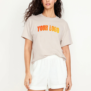 Customized 100% Cotton Women's Short <b>Set</b> Custom Screen Printed Logo Oversized Drop Shoulder Comfortable 2 tone ladies <b>set</b> - Product Image 1