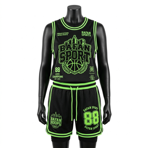 180 GSM Premium Polyester <b>Mesh</b> Jersey Short <b>Set</b> Neon Green Black Panel Sublimation Custom Women's <b>Sets</b> - Product Image 2