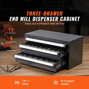 Armadietto Portautensili in Acciaio a Tre Cassetti per Organizzazione Frese, Contiene 29 Scomparti da 1/8'' a 1'' con Etichette Impilabili - Product Image 5