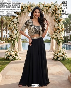 Elegant Black And Beige Silk Salwar Kameez With Beads Embroidery And Net Dupatta For Women India Pakistan Wedding 110807 - Product Image 5