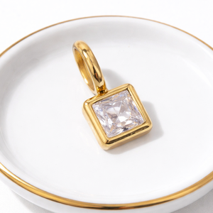 Pendentif carré en quartz aigue-marine serti de clos en or, pierre de naissance de mars, bijou minimaliste en pierre précieuse, cadeau pour femme - Product Image 5