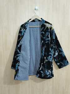 Chaqueta Corta de Terciopelo de Algodón con Estampado Floral, Kimono con Cinturón, Bata de Invierno, Prenda Perfecta para el Invierno - Product Image 3