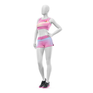 Conjunto de Yoga de 2 Piezas Personalizado al por Mayor, Ecológico, Ligero, de Cintura Media, Elástico, con Logotipo Impreso en la Parte Delantera, Sujetador Deportivo y Pantalones Cortos - Product Image 2