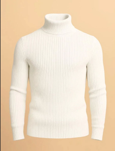Suéter de cuello alto acanalado para hombre, ajustado, de manga larga, tejido, cálido, para otoño e invierno, informal y de negocios - Product Image 3