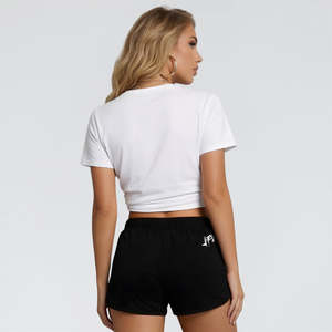 Shorts décontractés pour femmes personnalisés DTG en polyester et coton avec cordon de serrage, imprimé graphique personnalisé, coupe décontractée, pour un usage quotidien - Product Image 4