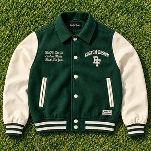 Veste universitaire brodée personnalisée unisexe, tissu avec manches en similicuir, manteaux de baseball à boutons personnalisés, vente en gros OEM - Product Image 3