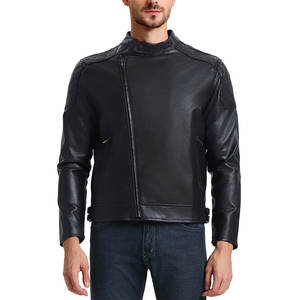 Chaqueta de Motero Moderna Acolchada de Cuero Negro - Product Image 1