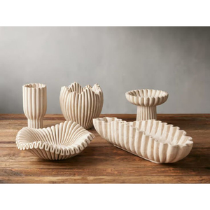 Newly Arrival White Color <b>Powder</b> Coated Curvy <b>Texture</b> Heavy Duty Metal Made Royal Look Table Centerpiece Food Serving Bowls - Product Image 1
