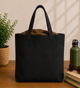 Stay Wild Desert Child <b>Canvas</b> <b>Tote</b> Bag Black Large Customized Closure Top Handle Screen Print Design for Shopping & Travel - Product Image 6