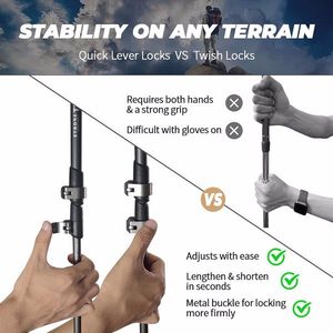 Adjustable Alpenstock Poles Pair of 2 Trekking Hiking Walking Sticks with Anti-Shock Feature - Product Image 3