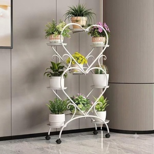 Support à fleurs vintage en fer forgé recouvert d'époxy artisanal Khang Hung Phat, 3 pots, élégant, motif circulaire, pour intérieur - Product Image 3