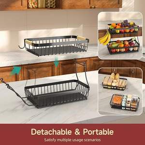 Cestino per Frutta in Metallo Staccabile con Ganci per Banane per Uso su Bancone della Cucina - Product Image 2