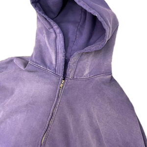 Sudadera con capucha para hombre de alta calidad, extragrande, gruesa, con cremallera, estilo vintage, efecto desgastado por el sol, con lavado ácido. - Product Image 6