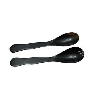 Outils de cuisine essoreur manuel pour salade de fruits et légumes, ensemble de cuillères et fourchettes artisanales en corne naturelle pour serveur de salade - Product Image 1