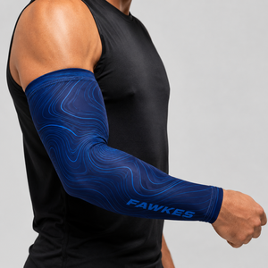 Fawkes Cycling <b>Arm</b> <b>Sleeve</b> Blue Heat-Transfer Print Anti-Uv Sweat-Wicking Breathable Eco-Friendly Men's Sport <b>Compression</b> <b>Sleeve</b> - Product Image 1