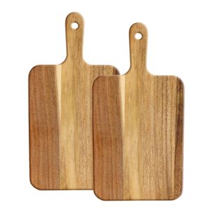 Juego de tablas de cortar de madera rectangulares con mango, paquete combinado, patrón de grano natural, para preparación de alimentos - Product Image 3
