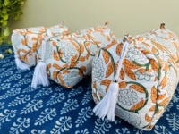Sac de toilette en coton fait main, durable, réutilisable, écologique, avec fermeture éclair, grand, léger, vintage, résistant à l'eau