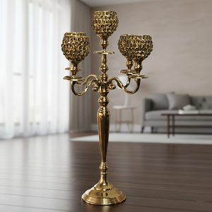 Metal 5 Arms <b>Tall</b> Candelabra With Solid Base Centerpieces Handmade Candle Holder for Christmas Wedding Dinner <b>Table</b> Decoration - Product Image 4