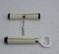 Ouvre-bouteille et tire-bouchon 2-en-1 en acier inoxydable avec manche en bois écologique au design unique – Ensemble d'outils de cuisine modernes
