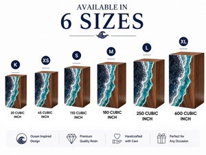 Handmade American Style Walnut Wood Ocean Resin Urn <b>Box</b> <b>Memorial</b> Keepsake Cremation Art Eco-Friendly Durable 200-220 Cubic Inch - Product Image 2