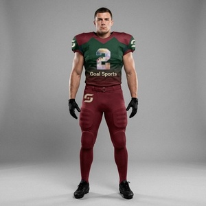 Custom American Football Jersey Set Heat Transfer Printed Name Number Short Sleeve <b>Padded</b> <b>Pants</b> Maroon Green Men - Product Image 1