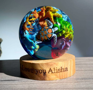 Luz de noche decorativa de resina epoxi, luz de bola de flores preservada esférica 3D, cada haz de luz muestra belleza eterna - Product Image 1