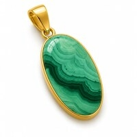 จี้รูปไข่ประดับมรกตเขียวธรรมชาติจาก HA Gems ชุบทองสไตล์วินเทจ สำหรับผู้หญิง เครื่องประดับราชสถาน เหมาะสำหรับงานแต่งงานและเพื่อการบำบัดรักษา - Product Image 2