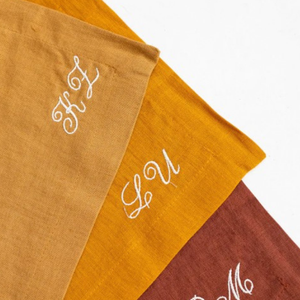 Serviettes de cocktail en lin pur 100% 6x6 pouces sous-verre à broderie à pois suisses pour l'utilisation d'un avion à la maison de mariage - Product Image 4