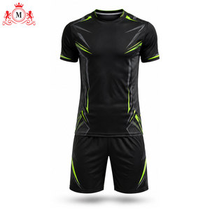Conjunto de Camiseta y Pantalones Cortos de Fútbol Sublimados en Negro y Verde para Hombre, Uniforme Deportivo Transpirable de Poliéster para Adultos - Product Image 2
