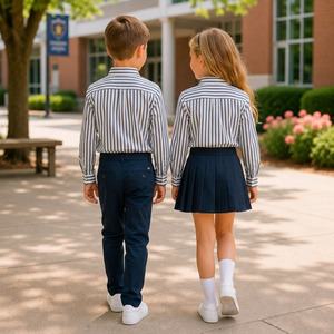 Ensemble d'uniformes scolaires en polycoton pour l'école primaire, logo personnalisé tissé, fournisseur d'uniformes pour étudiants - Product Image 2