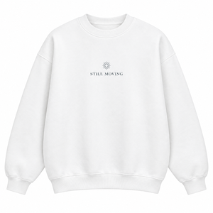 Sudadera Minimalista con Cuello Redondo, Estilo Holgado, Blanca, de Algodón, para Otoño, Uso Casual - Product Image 1