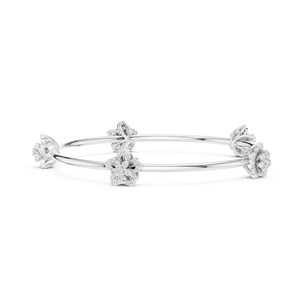 BLOSSOM CHARM LAB GROWN DIAMOND STIFF KADA BRACELET SET IN 18KT WHITE <b>GOLD</b> WEDDING ENGAGEMENT GLAM EVENT DAILY USE FOR WOMEN - Product Image 3