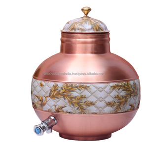 Distributeur d'eau en cuivre émaillé de style moderne dernier modèle Pot d'eau ayurvédique avec robinet en acier pour la maison et la cuisine - Product Image 1