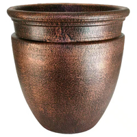 Pot de fleurs en cuivre brillant avec pieds en forme de griffes, style rustique, jardinière en métal, finition martelée, design durable, jardinière artisanale