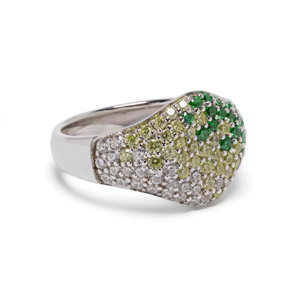 Women 18K <b>Gold</b> <b>Cocktail</b> <b>Ring</b> With Round Brilliant Cut Diamond Geometric Design Luxury Fine Jewelry - Product Image 1