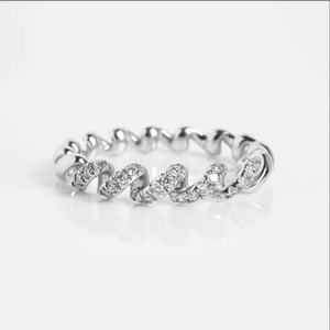 Anillo de Compromiso de Plata de Ley 925 con Circonita Cúbica de Corte Brillante en Espiral, Estilo Moderno, para Boda, Aniversario o Fiesta - Product Image 4