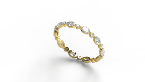 18K Gold Marquise Diamond <b>Ring</b> Alternating Round Cut Full Eternity Band Vintage Bubble <b>Stacking</b> Wedding <b>Ring</b> Fine Jewelry Women - Product Image 2