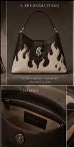 Sac à main en cuir véritable peint à la main avec motif flamme, sac à bandoulière vintage avec fermeture éclair pour le quotidien et les soirées - Product Image 2